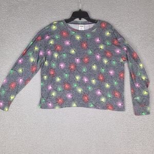 PINK Victoria’s Secret Pajama Top Sweater Womens Medium Christmas Holiday Lights